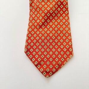 Paul Stuart Silk Tie Burnt Orange & Blue Geometric Foulard